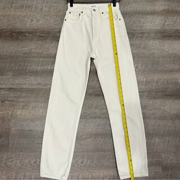 Agoldie 90s White High Rise Pinch Waist White Jeans – Size 23 - Picture 6 of 13